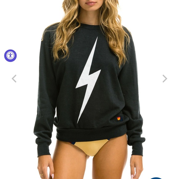 Aviator Nation Charcoal/Gold Bolt Crew - XS - Picture 1 of 4